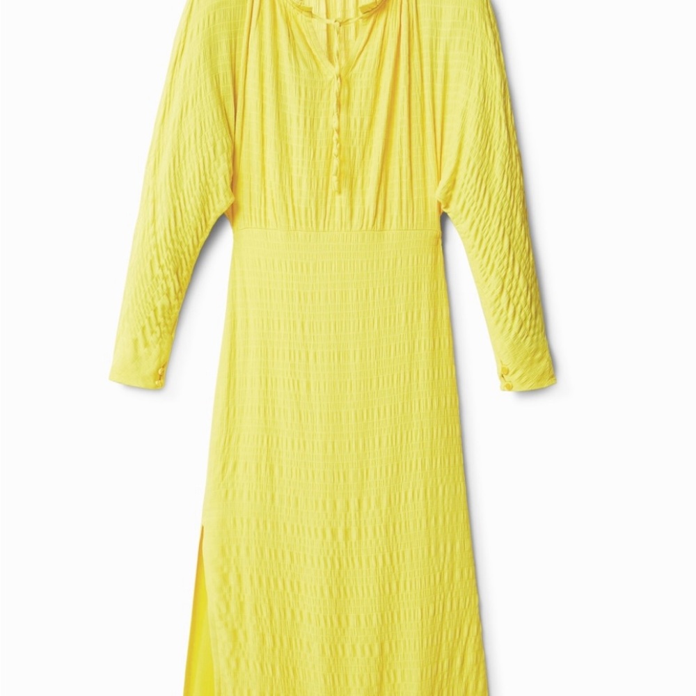 Desigual Yellow Long Sleeve Dress
